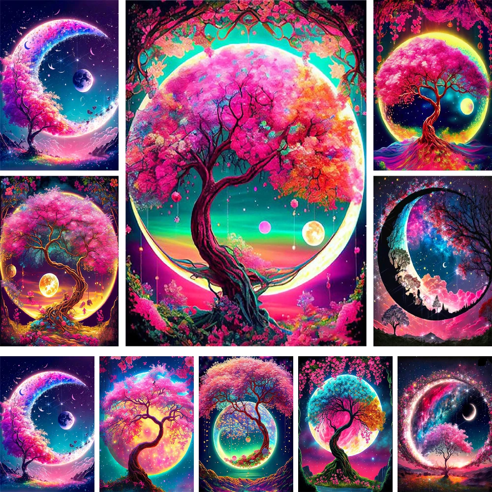 

Brilliant Moon Tree Paint Number Paintings Art Craft Kit For Adults Decoration Home Child's Gift Free Shipping 2023 HOT