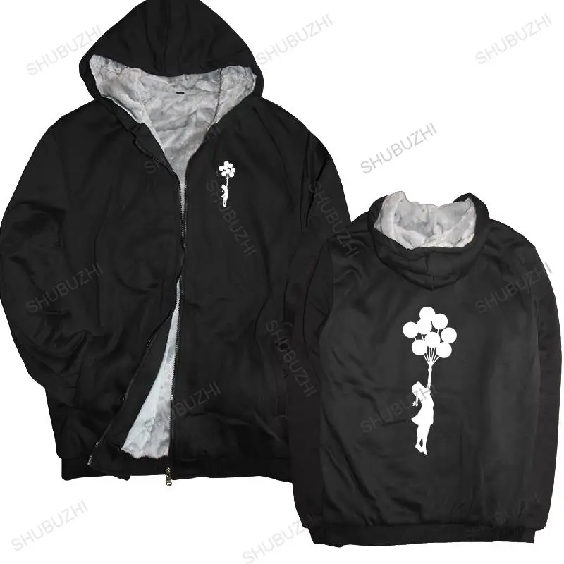 

Man black zipper thick hoodies Men's Banksy Flower Thrower Urban Art unisex Outwear men sweatshirt zipper