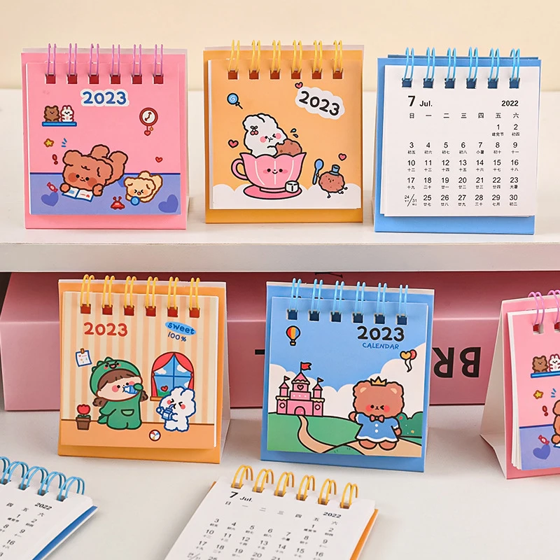 

2023 Simple ins MIni desk calendar Cute Rabbit Dog standing calendar Daily Scheduler Table Planner Yearly Agenda Organizer