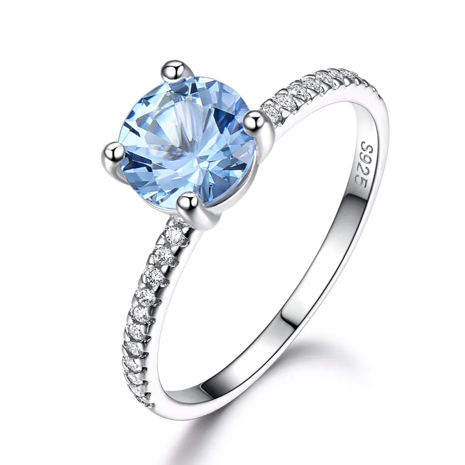 

Created Sky Blue Topaz Gemstone 925 Sterling Silver Rings for Women Wedding Bands Engagement Gift Fine Jewelry Party Gift