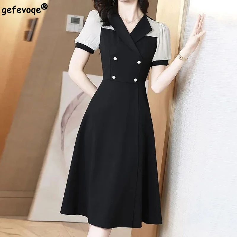 

Suit Dress Women Short Sleeved 2022 Summer New Temperament Commuter French Waist Small Black Dresses Slim Fashionable Vestidos