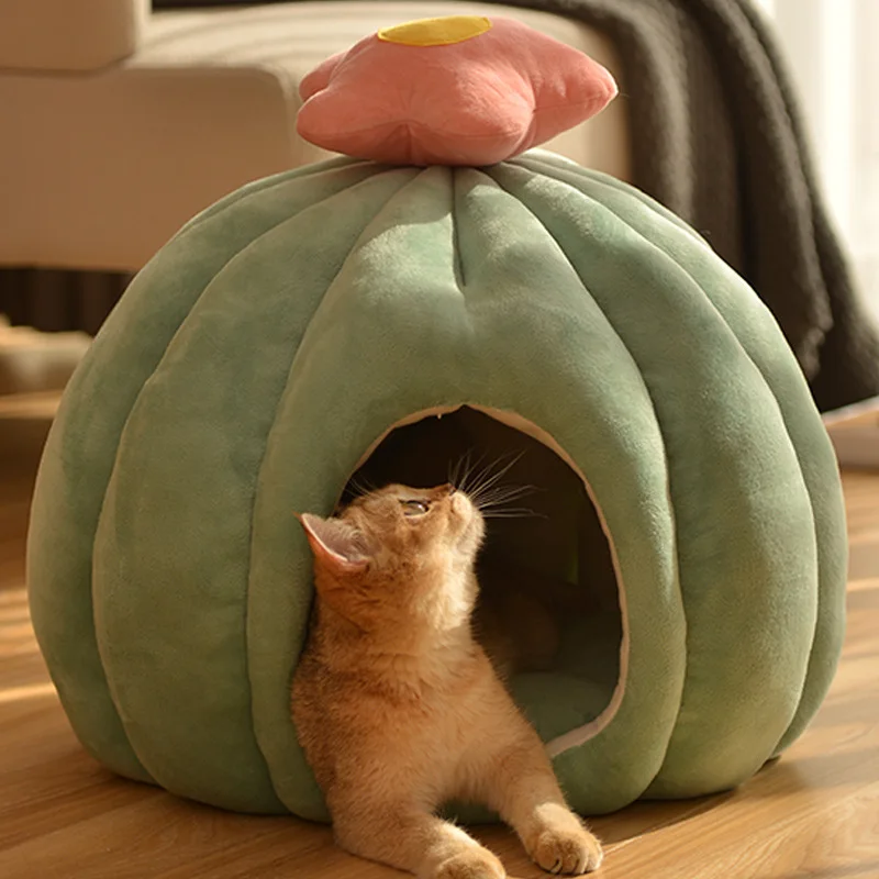 

Pet House New Cat and Dog Kennel Four Seasons Universal Round Cushion Sofa Closed Warm Fluffy Soft Super Elastic Pet Accessories