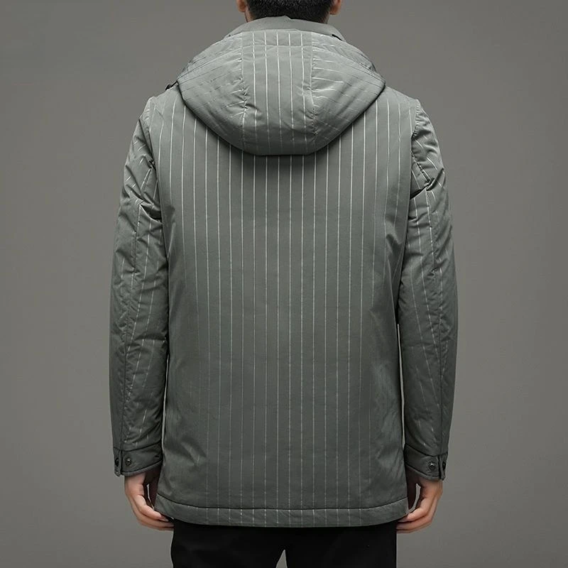 New Winter Men's Down Jacket Long Sleeve Jackets Hooded High-end Coat Leisure Warm White Duck Down