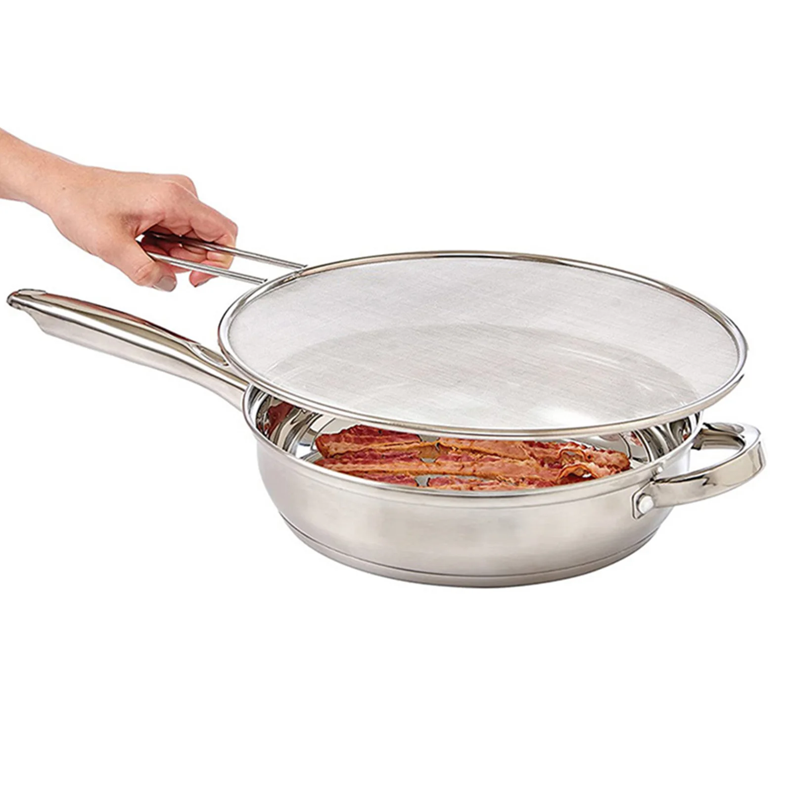 

Splatter Guards for Frying Stainless Steel Fine Mesh Splatter Screen Oil Guard with Handle Multifunctional Grease Splash Cover