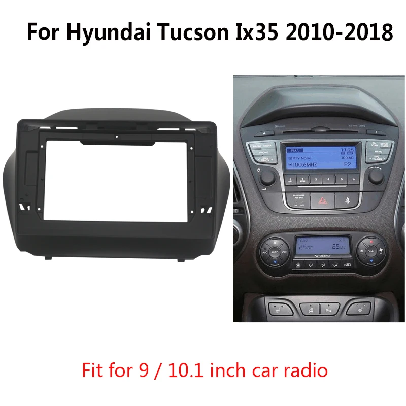 Doble Din Car Radio Fascia para Hyundai Tucson Ix35 2010-2018 estéreo para coche de Audio de la unidad del tablero de adaptador de Kit de bisel