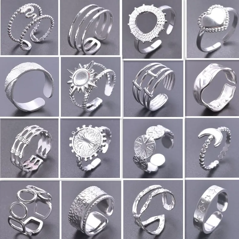 

High Quality Open Ring Irregular Stainless Steel Rings For Women Men Kpop Fashion Accessories Silver Color Jewelry Party Anillos