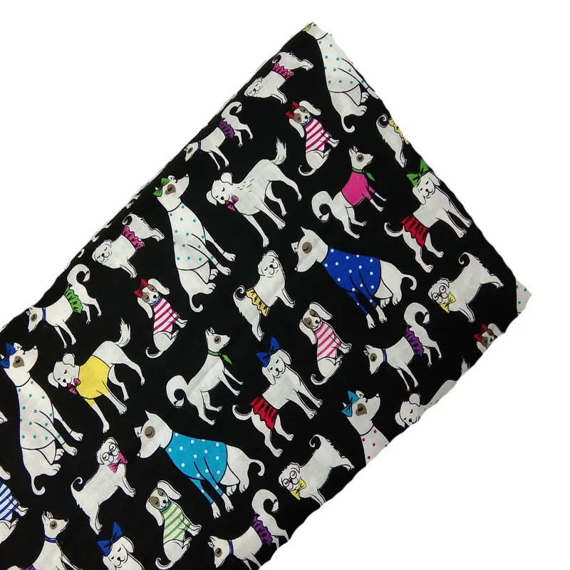 Очаровательная красочная хлопковая ткань с принтом собак радуги 50x105 см для