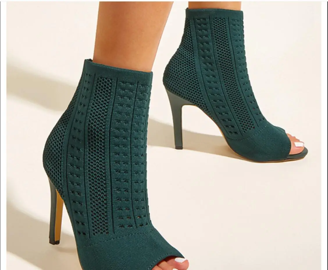 New Sexy Women's Sandals Green High Quality Air Mesh Sexy High Heels Open Toe Gladiator Sandal Black Summer Classic Shoes