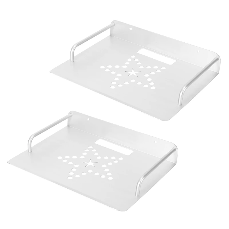 

2X TV Box Router Set-Top Boxes Mini PC DVD Player Single-Layer Space Aluminum Wall Mount Storage Shelf Bracket