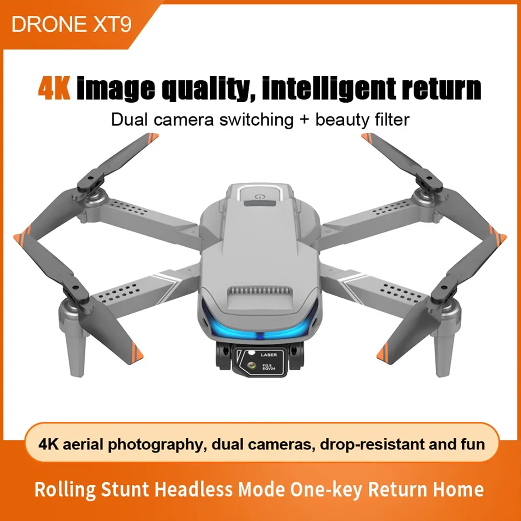 

Новинка Дрон 4K двойная камера HD XT9 Wi-Fi FPV беспилотник для обхода препятствий оптический поток самолета с четырьмя осями вертолет на радиоуправлении с камерой