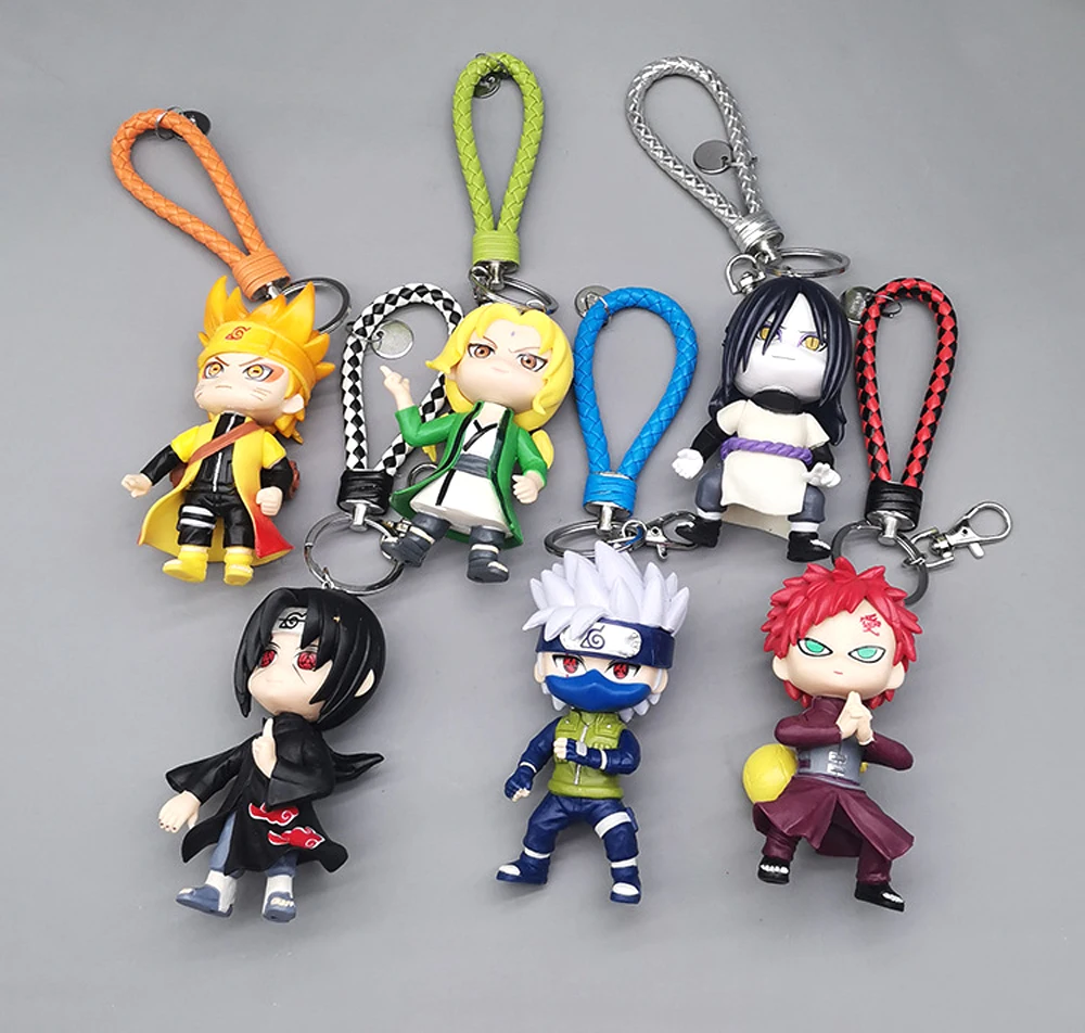 

6pcs Anime Naruto Keychains Kawaii Cartoon Action Toys Figures Uzumaki Uchiha Sasuke Hatake Kakashi Pendant Kids Birthday Gift