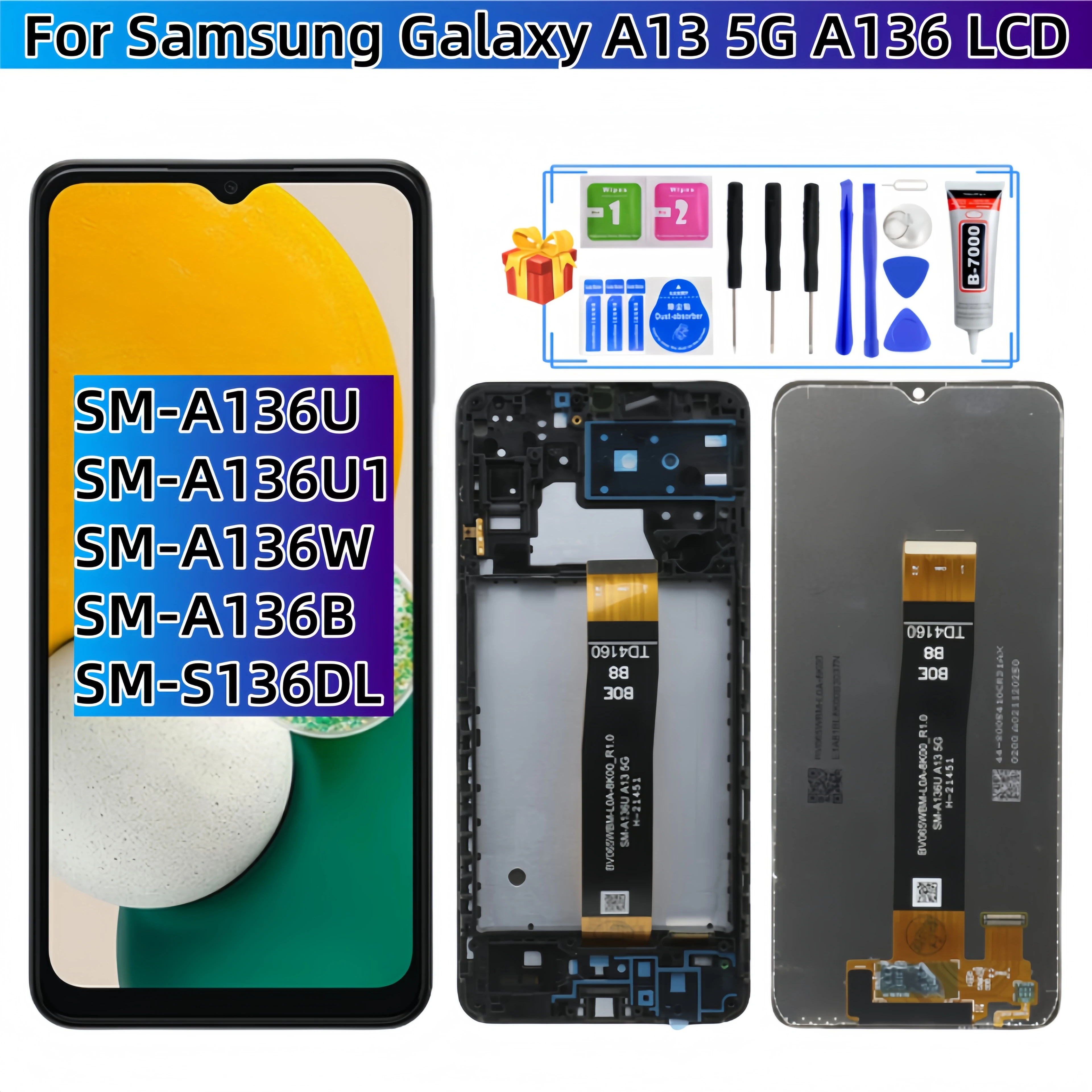 Для Samsung Galaxy A13 5G SM-A136U A136U1 A136W A136B S136DL ЖК-дисплей с сенсорным экраном в сборе
