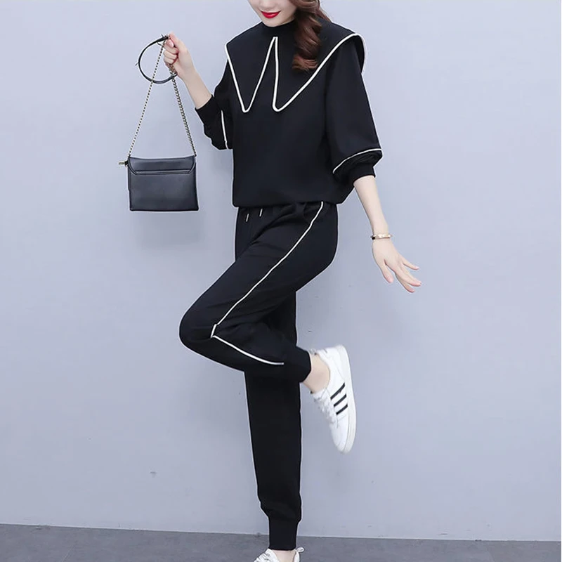 Женский спортивный костюм из двух предметов повседневный Свободный пуловер и