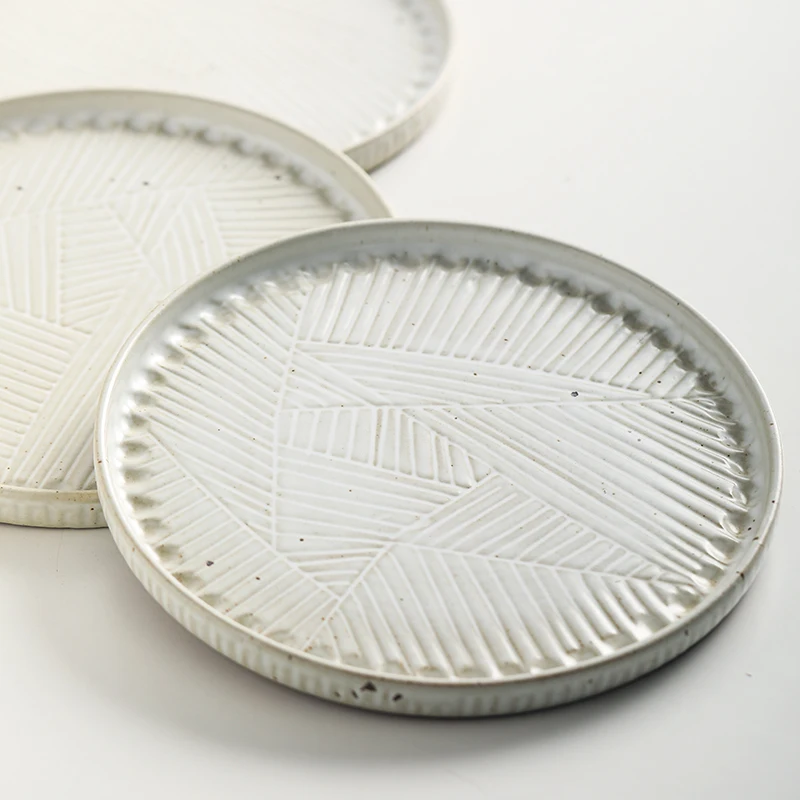 

Грубая керамическая тарелка ручной работы KINGLANG Цзиндэчжэнь, ретро Керамическая домашняя тарелка, тарелка для западных фруктов, стейков