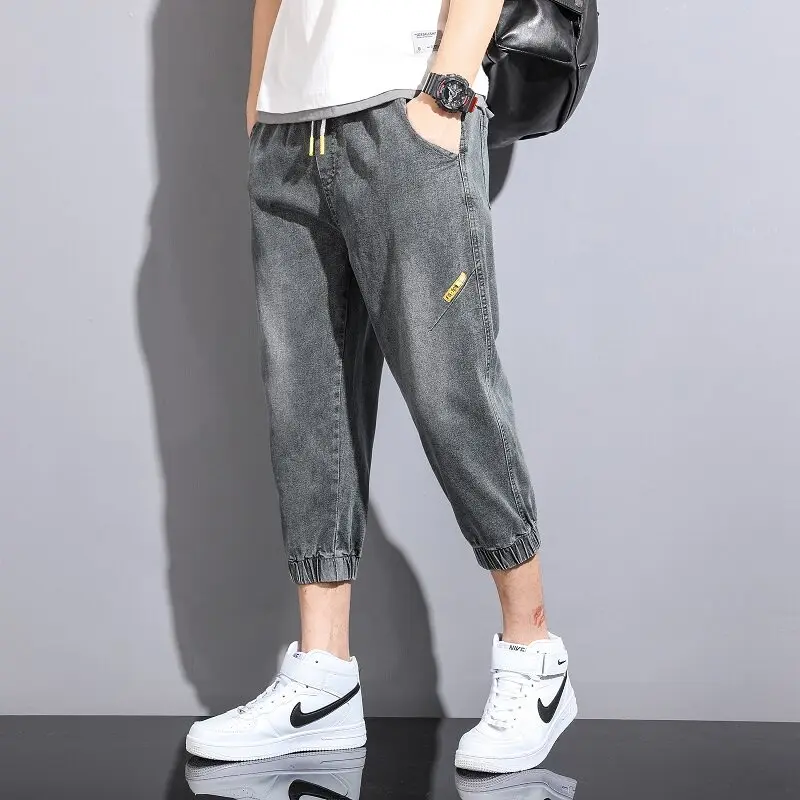 

Шорты New2022Summer мужские повседневные, облегающие джинсы, укороченные штаны, хлопковые брюки большого размера