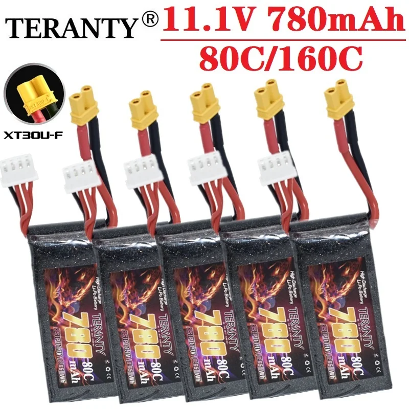 

TERANTY MAX 160C LiPo Battery 3S 11,1 V 780mAh 80C для FPV Racing Drone 4 axis UAV RC Quadcopter RC Drone запчасти с разъемом XT30