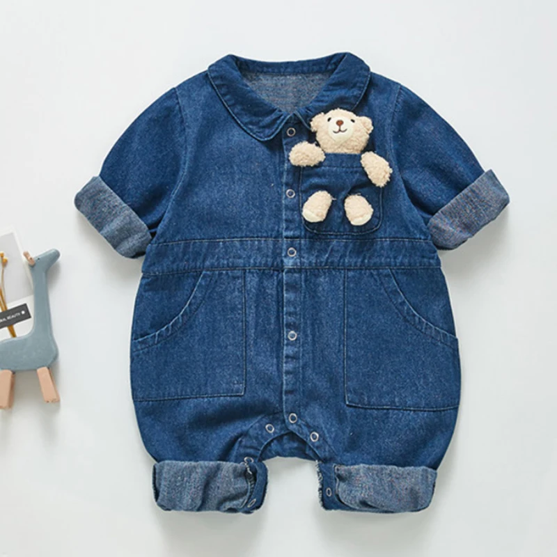 Spring Autumn Newborn Boys Girls Cowboy Broken Hole Jumpsuits Clothes Baby Long Sleeve Rompers Children | Детская одежда и обувь