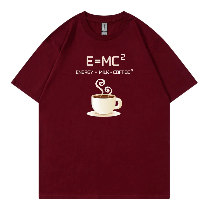 

Футболки с принтом Energy = Молоко + кофе, мужские повседневные дышащие футболки, веселые хлопковые свободные футболки, женская уличная одежда, футболки для
