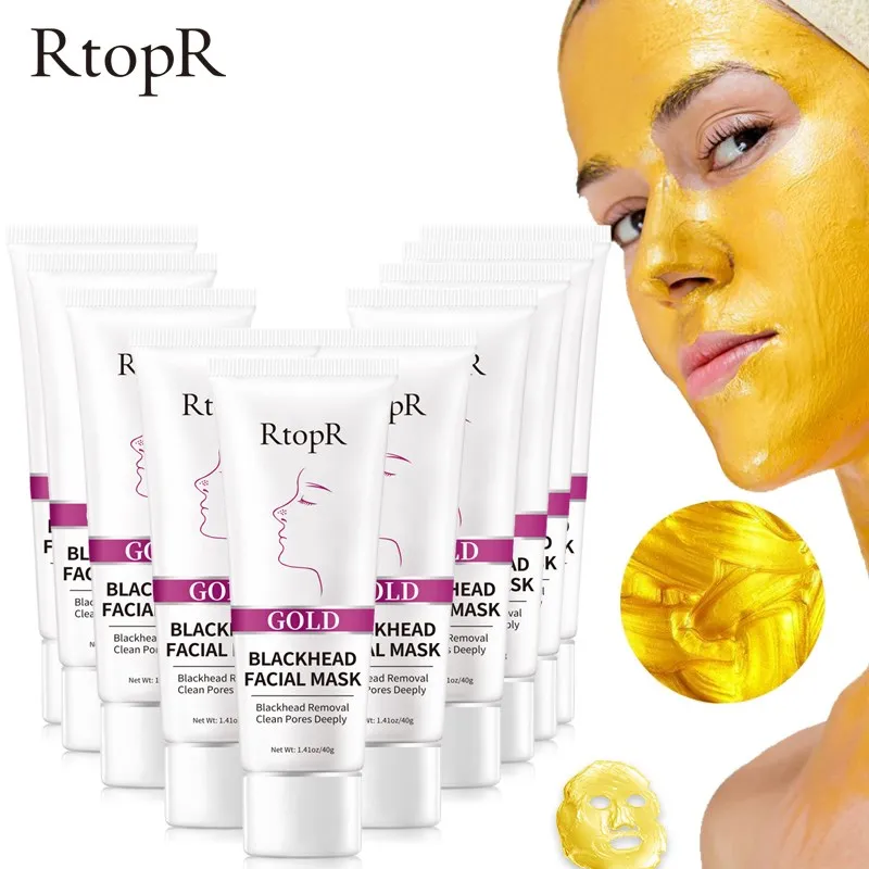 10 pcs Remove Blackhead Gold Nose Mask Face Deep Cleansing Pore Peeling Acne Face Whitening Hydrating Golden mud Skin Care