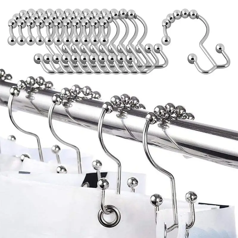 

Двойные занавески для душа, крючки из нержавеющей стали для душевой занавески, 12 шт.