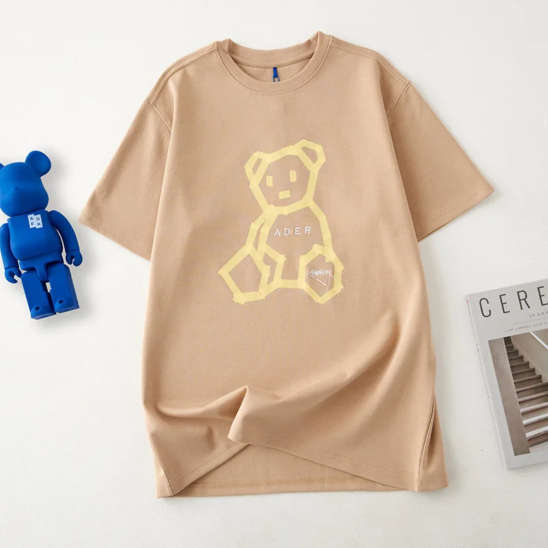 Летняя новая футболка Ader с мультяшным принтом медведя дизайнерская свободная в