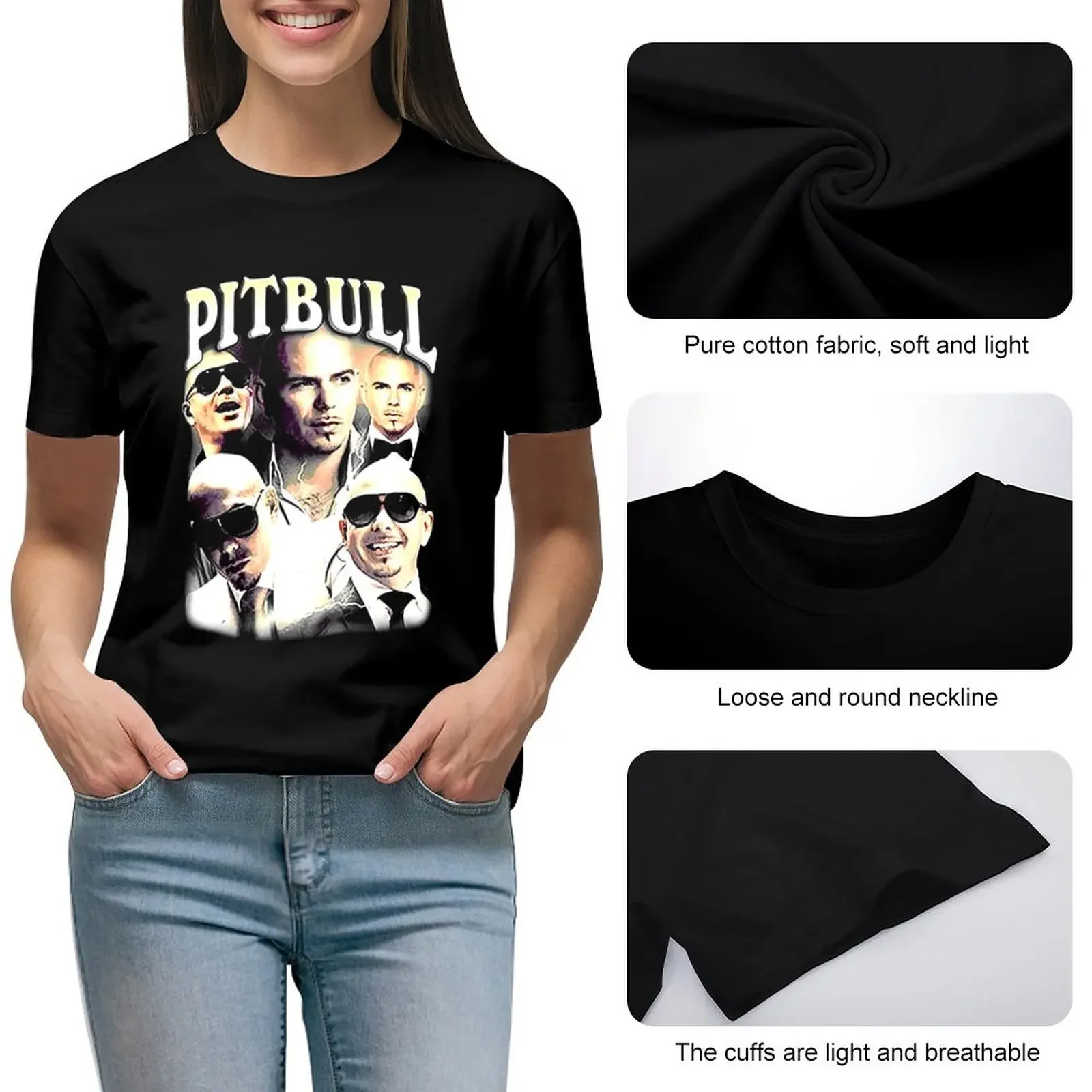 Винтажная футболка Pitbull Mr.Worldwide летняя одежда женская с короткими рукавами и