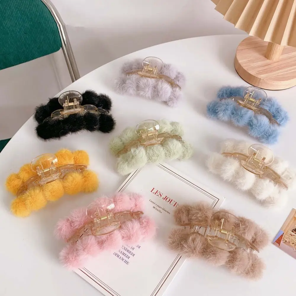 

Autumn Winter Headwear All-match Female Hair Accessories Plastic Grasp Clip Plush Hair Claw Korean Style Hair Clip