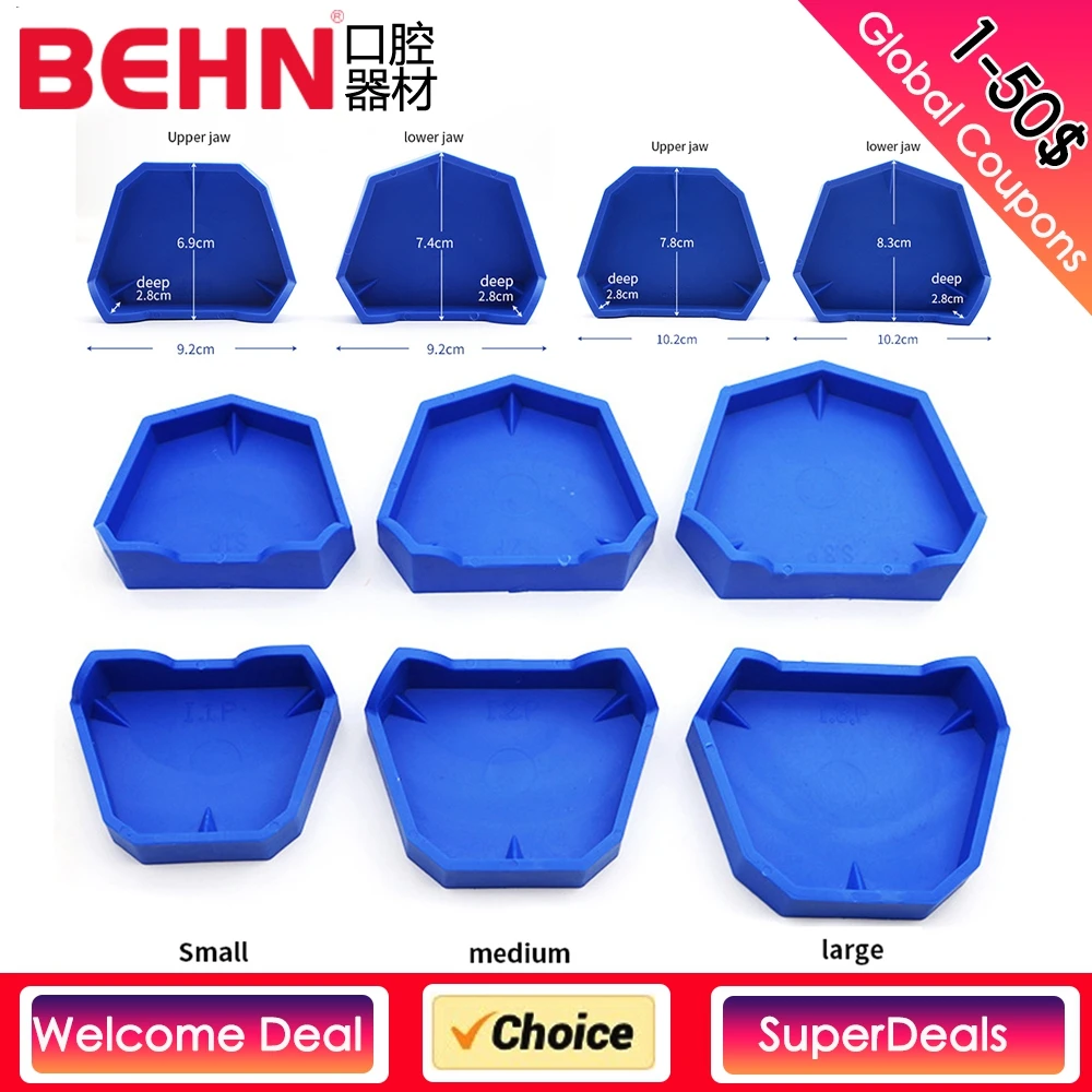 

Dental Silicone Rubber Impression Tray Denture Base Plaster Model Filling Gypsum Mold False Teeth Container Dentistry Instrument