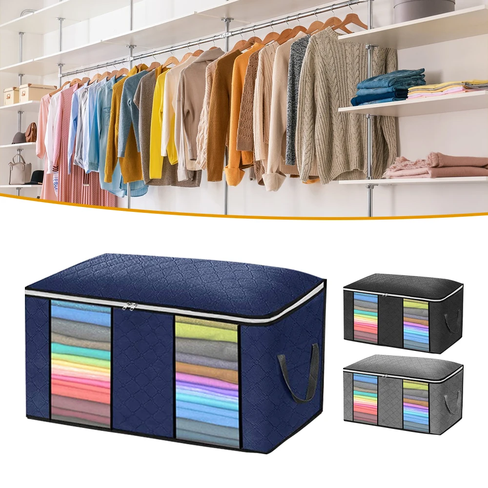 

Oversize Clothes Storage Bag with Clear Window Sturdy Zipper Foldable Fabric Organizer Bag with Handles for Bedding,Comforters
