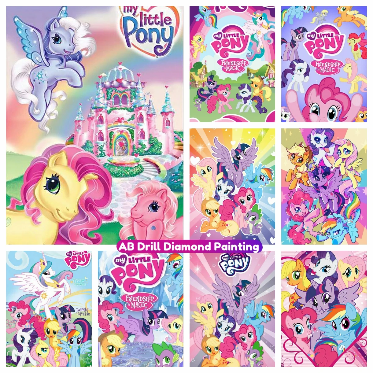 

Cute M-My Cartoon P-Pony L-Little 5D AB Diamond Painting Cross Stitch DIY Rhinestone Mosaic Embroidery Home Decor Children Gift