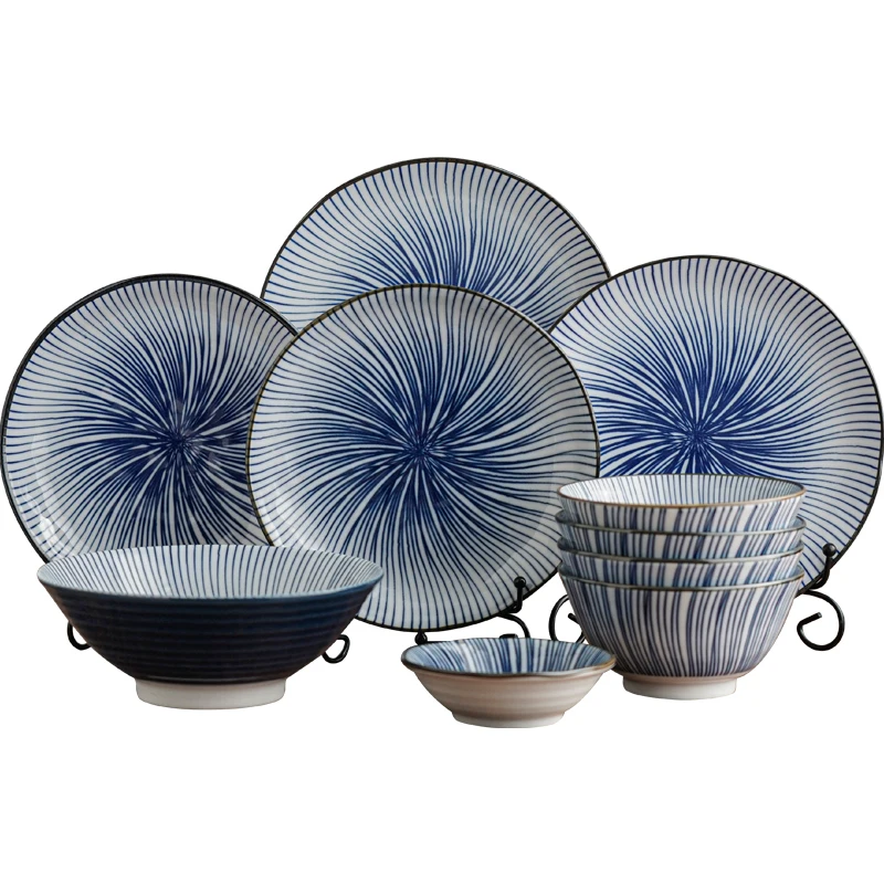 

ceramic 4-person tableware set household simple plate combination Chinese and Japanese bowl non