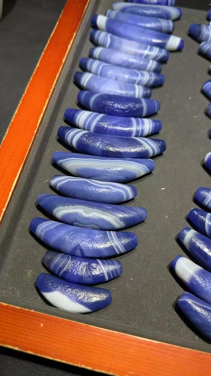 33 шт./лот синий агат Baojiang старый бычий рог тибетские бусины Дзи натуральные