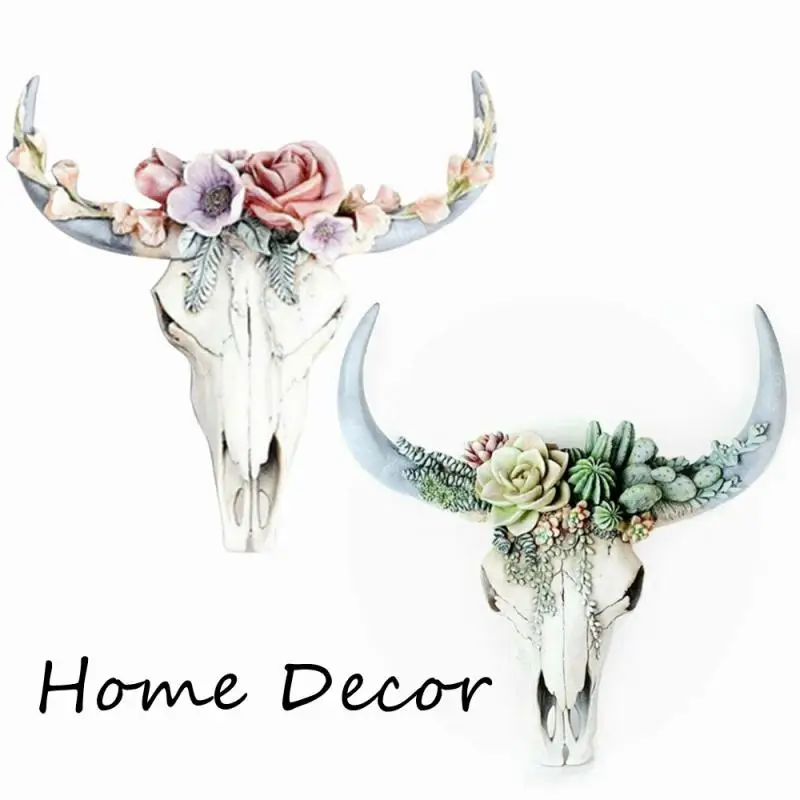 

Flower Cow Skull Wall Decor Home Decor Resin Ornament With Hanging Hole Expensive But Beautiful