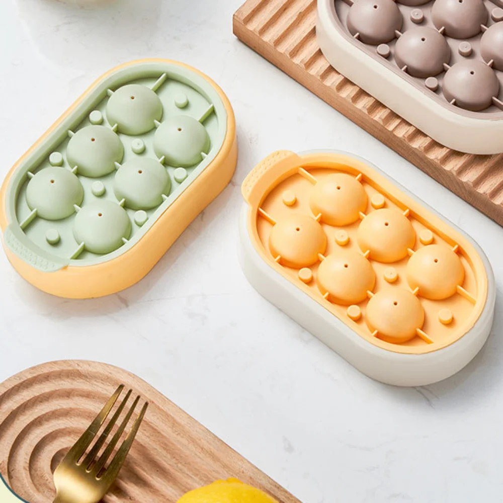 

6 Cells Silicone Ice Cube Mold Ice Ball Mold Round Square Ice Tray Mold Food Grade Reusable Ice Maker Ice Cream Kitchen Gadgets