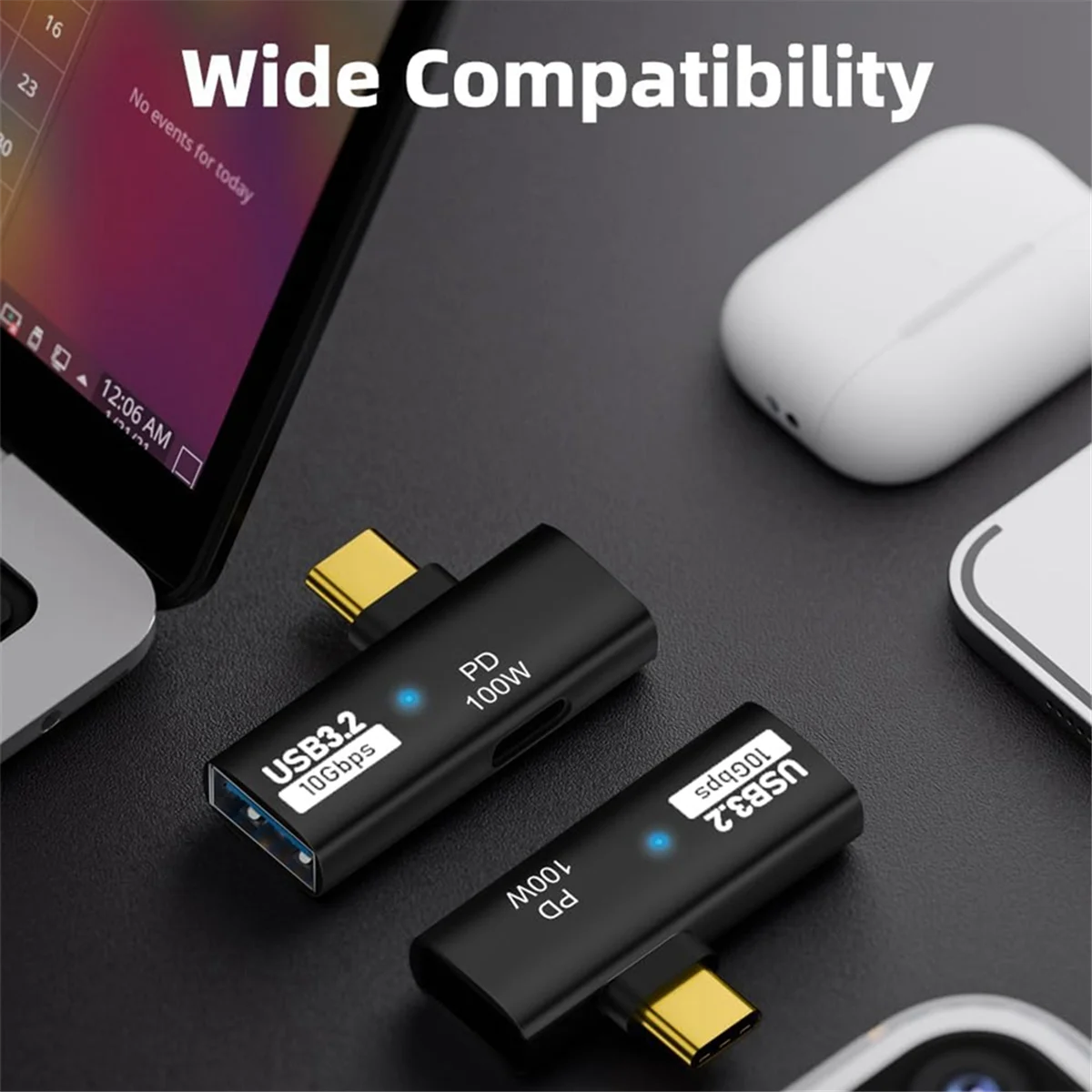 Адаптер 2-в-1 USB C-USB 3 2 с портом для зарядки 100 Вт