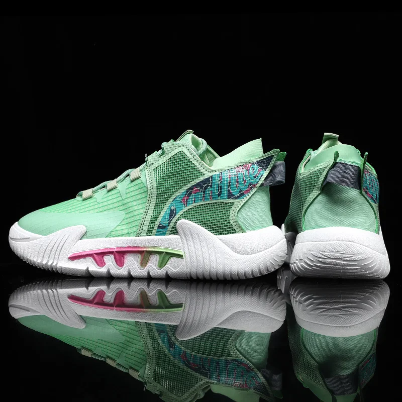 Outdoor Summer Men's Basketball Shoes 2022 New Trendy Green Breathable Sport Shoes Mens Trainers White Platform Women's Sneakers