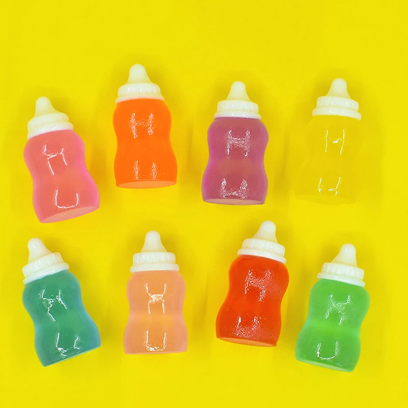 

10Pcs Dollhouse Miniature Color Baby Bottle Model glow-in-the-dark For Doll House Decoration Kids Pretend Play Toys DIY Gift