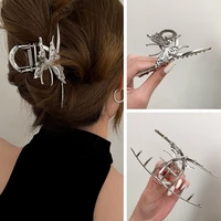 2022 silver butterfly hair claw metal animal hair claw geometric hair crab cross hair claw hairpin for girls hair accessories