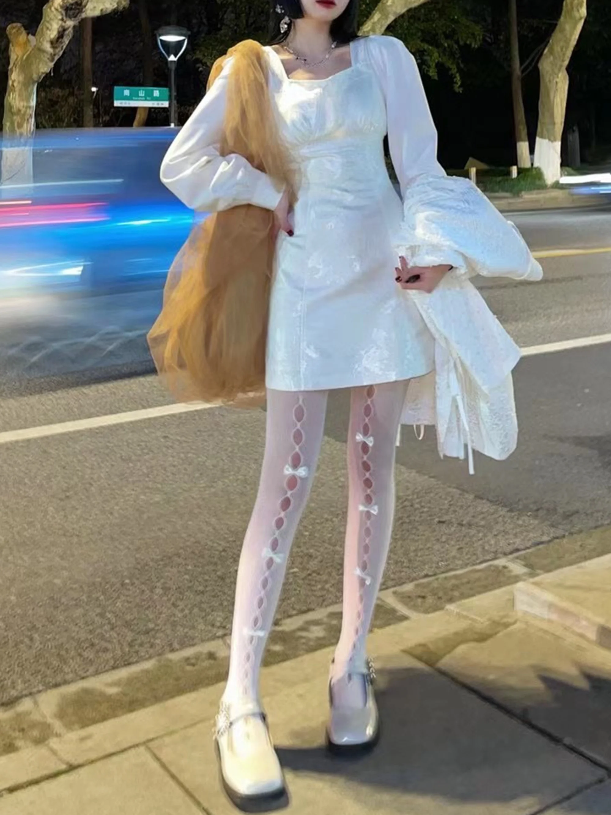 Комбинезон He весна/лето шелкография черно-белые обтягивающие легинсы