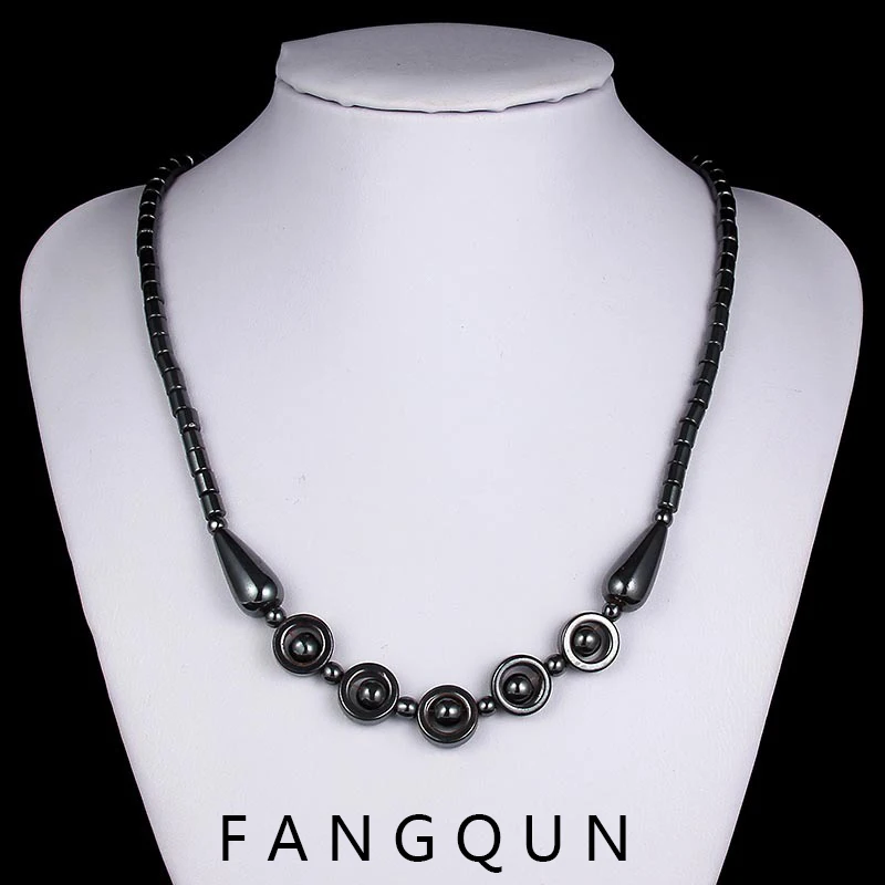 Новый природный камень гематит сердце кулон ожерелья для женщин мужчин личности магнитные бусины ожерелье модная ювелирная продукция.