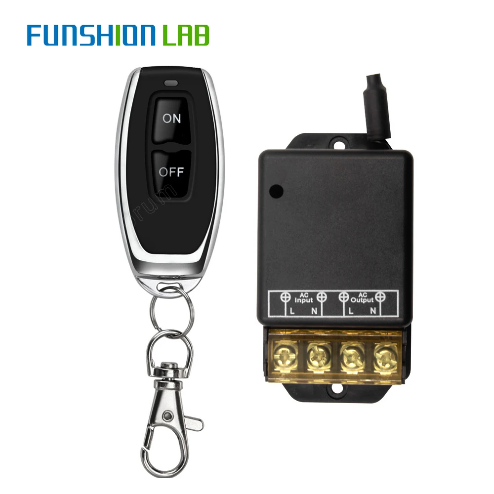 

Funshion AC220V 30A 1CH 433MHz Wireless Remote Control Switch RF Relay Receiver + On/Off Transmitter For Electric Appliance Lamp