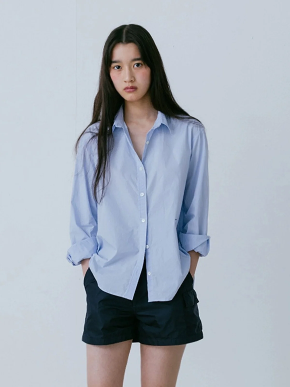 Блузка Urbanic30 Женская с длинным рукавом простая рубашка отложным воротником и