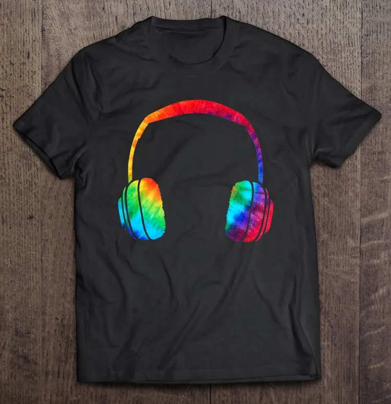 

Музыкальные наушники Tie Dye Groovy музыкальные влюбленные Tie окрашенные футболки для мужчин футболки одежда аниме одежда футболка оверсайз футб...