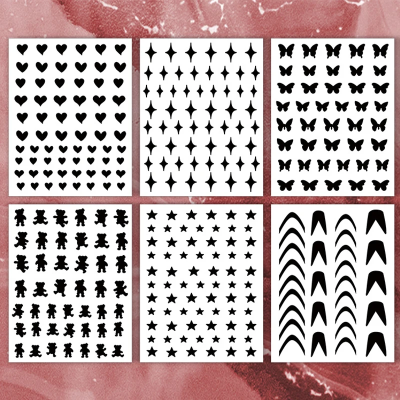 

Nail Sticker French Nail Art Painting Stencils for Prints Sticker Decals Airbrush Nails Manicure Decal Butterfly Press On Nails