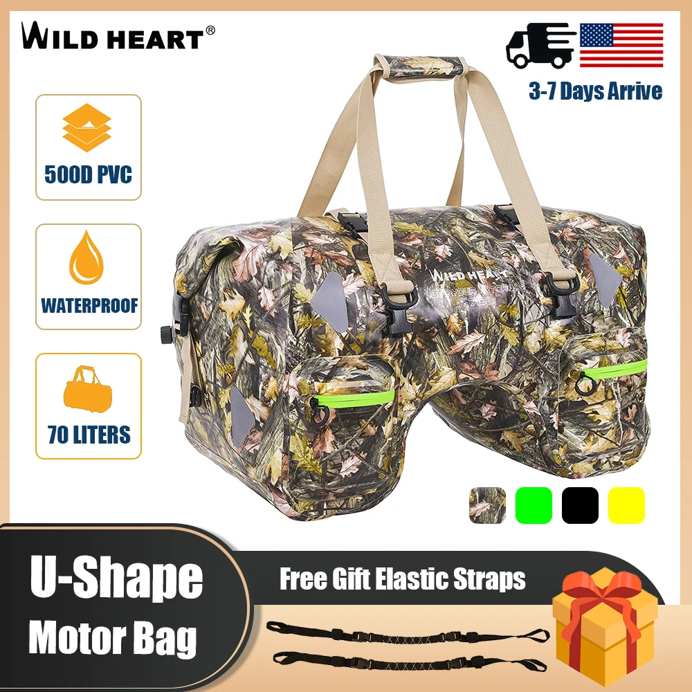 WILD HEART Motorbike Bag 100% Waterproof Motorcycle Duffle Tail Bag U-shaped Motorcycle Luggage Rack Bag 70L For Motor Dirt Bike