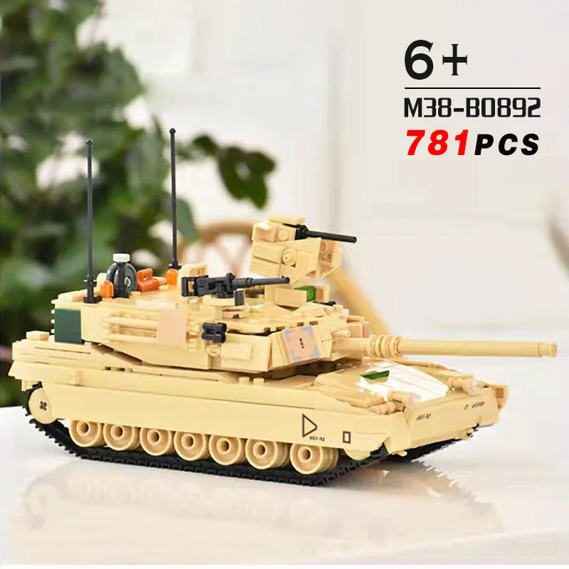 

781pcs World War II 2 Military USA Abrams M1A2 Battle Tank Chariot Building Blocks Army Classic Accessories Model Kids Gift Toys