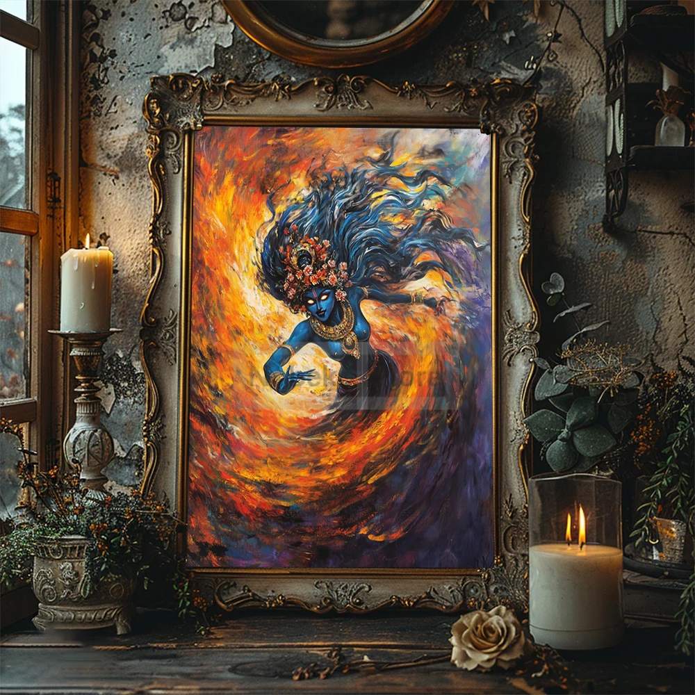 Индуистская богиня Кали Плакат Мата Медитирующие принты Холст Картина маслом