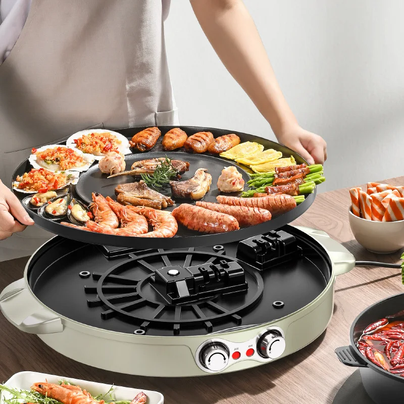 

Household Smokeless Electric Oven BBQ Hot Pot All-in-One Pot Electric Baking Pan Household Electric Chafing Dish Separating Type