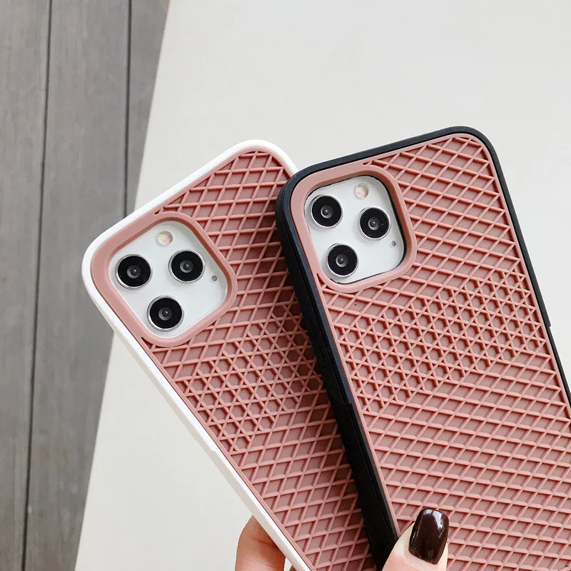 Phone Case For iPhone 13 14 11 12 Pro Max X XS XR 6 7 8 Plus SE20 Waffle Shoe Shockproof Luxury Silicone Back-Vans-case Cover