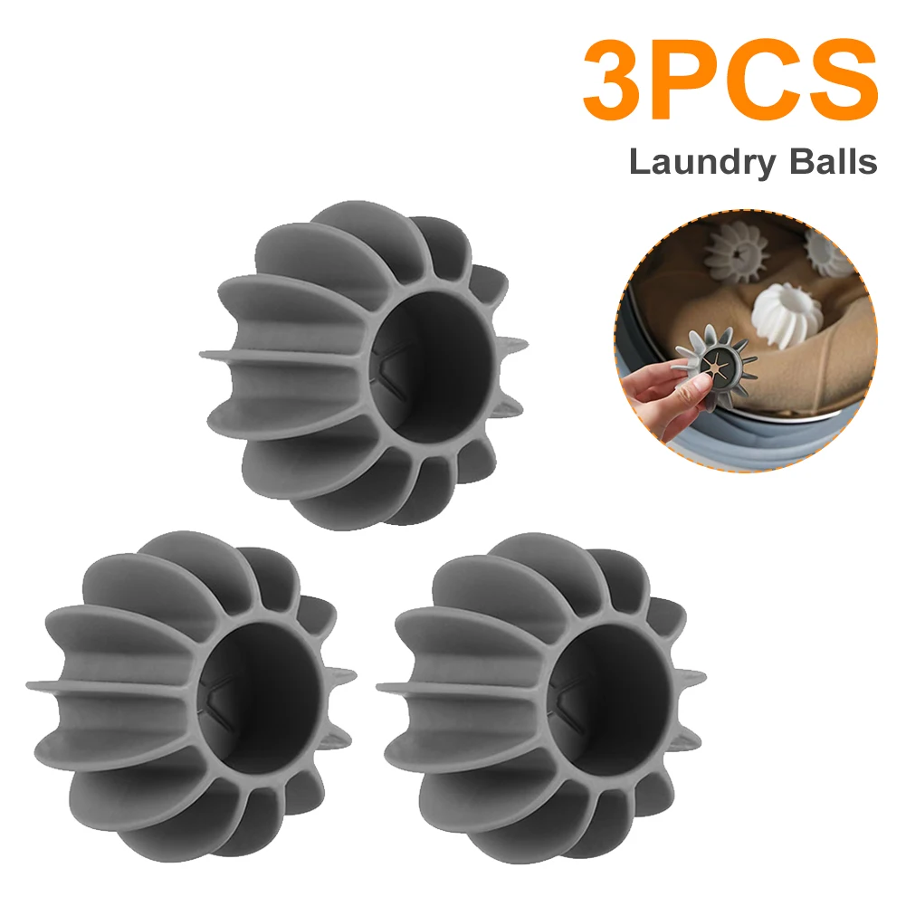 

3Pcs Reusable Silicone Laundry Ball Clothes Hair Cleaning Tools Pet Hair Remover Washing Machine Cat Hair Catcher Laundry Ball